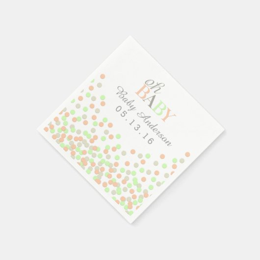 Oh Baby Confetti Baby shower servet | Koraalmunt (Hoek)