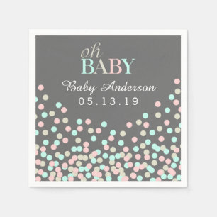 Oh Baby Confetti Baby shower servet   Roze Blauw