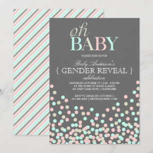 Oh Baby Confetti Gender Reveal Party Blauw Roze Kaart