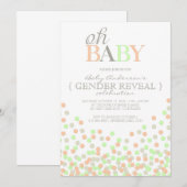 Oh Baby Confetti Gender Reveal Party | Koraalmunt Kaart (Voorkant / Achterkant)