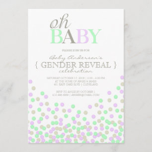 Oh Baby Confetti Gender Reveal Party Paarse Aqua Kaart