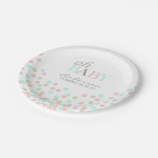 Oh Baby Confetti Gender Reveal Party | Roze Blauw Papieren Bordje (Gekanteld)
