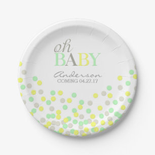 Oh Baby Confetti Genderfeest   Geel Aqua Papieren Bordje