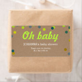 Oh Baby Confetti Kraft papieren waterflesje gunst Etiket (Insitu)