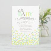 Oh Baby Confetti | Modern Baby shower Invitation Kaart (Staand voorkant)