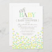 Oh Baby Confetti | Modern Baby shower Invitation Kaart (Voorkant / Achterkant)