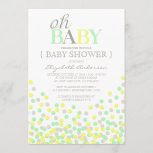 Oh Baby Confetti Modern Baby shower Invitation Kaart