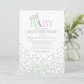Oh Baby Confetti | Modern Baby shower Invitation Kaart (Staand voorkant)