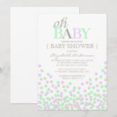Oh Baby Confetti | Modern Baby shower Invitation Kaart (Voorkant / Achterkant)