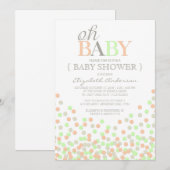 Oh Baby Confetti | Modern Baby shower Invitation Kaart (Voorkant / Achterkant)