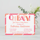 Oh Baby Coral Modern Typography Baby shower Kaart (Staand voorkant)