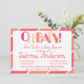 Oh Baby Coral Modern Whimsical Baby shower Kaart (Staand voorkant)