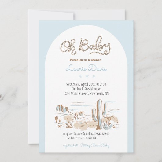 Oh Baby Cowboy Shower Invitation Kaart (Voorkant)