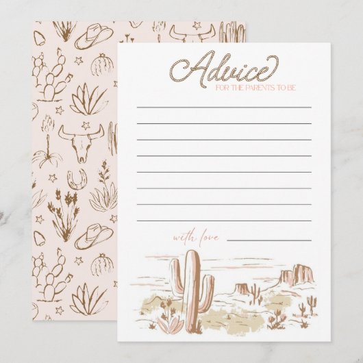 Oh Baby Cowgirl Baby Shower Advice for Parents Notitiekaartje (Voorkant / Achterkant)