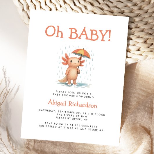 Oh Baby Cute Axolotl Baby Shower Invitation Briefkaart