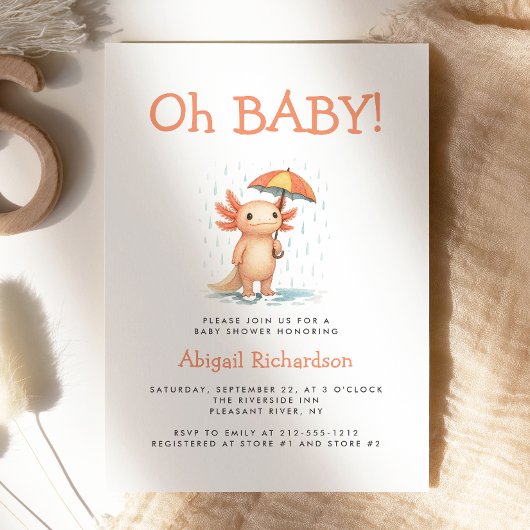 Oh Baby Cute Axolotl Baby Shower Kaart