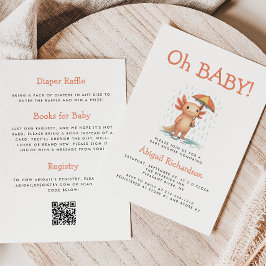 Oh Baby Cute Axolotl QR Code Baby Shower Kaart