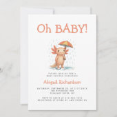Oh Baby Cute Axolotl QR Code Baby Shower Kaart (Voorkant)