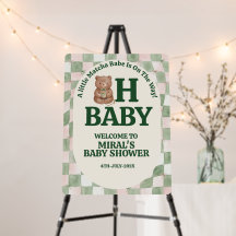 OH BABY Cute Bear Matcha Baby Shower Welkom Bord