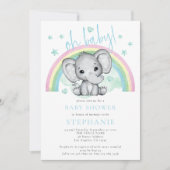 Oh Baby Cute Elephant Rainbow Blue Baby shower Kaart (Voorkant)