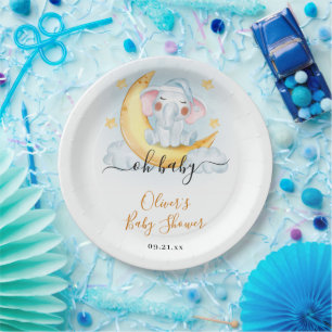 Oh Baby Cute Elephant waterverf Baby shower Papieren Bordje