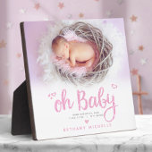 Oh Baby Cute Girl Birth Foto Pink Script Keepomwil Fotoplaat