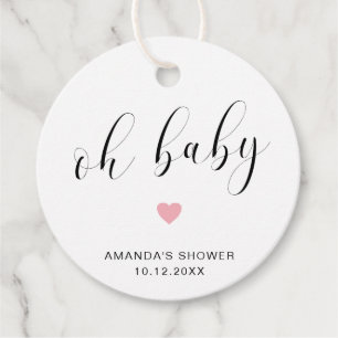 Oh Baby Cute Pink Heart Girl Baby shower Bedankjes Labels