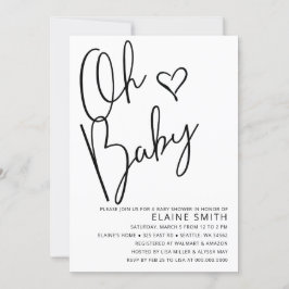 Oh Baby Cute Simple Gender Neutral Baby shower Kaart