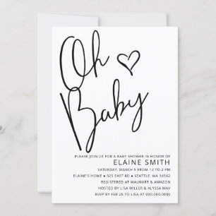 Oh Baby Cute Simple Gender Neutral Baby shower Kaart