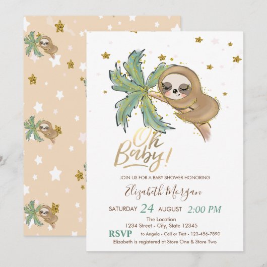 Oh Baby Cute Slaping Baby shower Kaart (Voorkant / Achterkant)