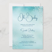 Oh baby cyaan aqua blauw baby shower kaart (Voorkant)