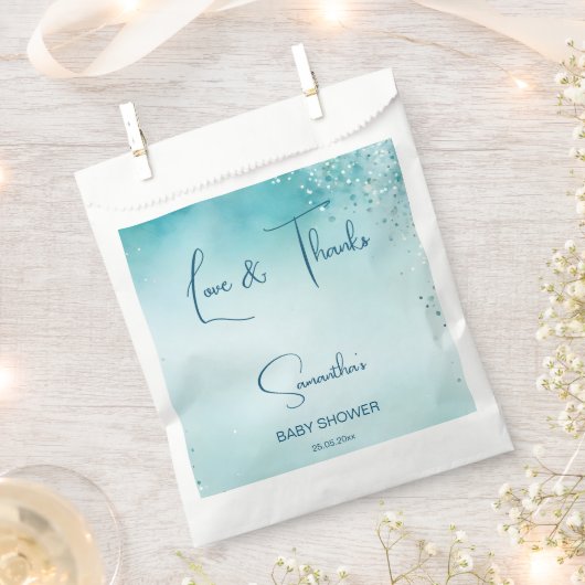Oh baby cyaan aqua blauw baby shower sjabloon bedankzakje (Geknipt)