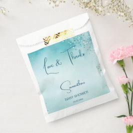 Oh baby cyaan aqua blauw baby shower sjabloon bedankzakje