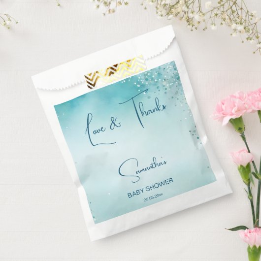 Oh baby cyaan aqua blauw baby shower sjabloon bedankzakje (Gezegeld)