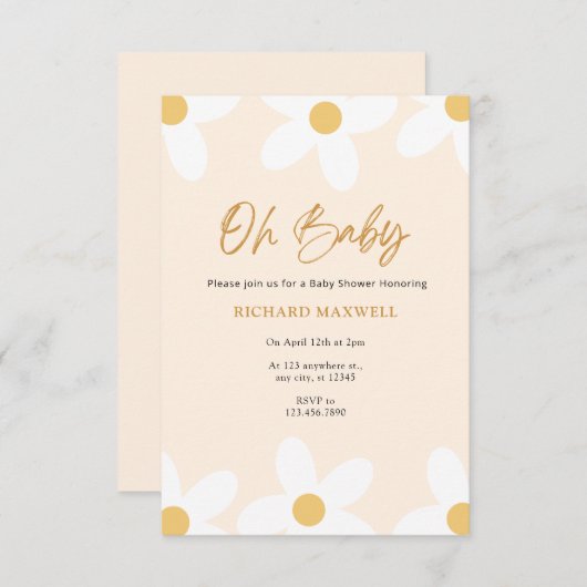 Oh Baby Daisy Baby shower Uitnodiging (Voorkant / Achterkant)