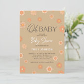 Oh Baby! Daisy Beige Baby shower Invitation Kaart (Staand voorkant)