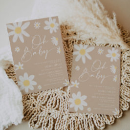 Oh Baby Daisy Beige Baby shower Uitnodiging
