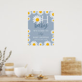 Oh Baby Daisy Blue Baby shower Welkomstbord Poster (Keuken)