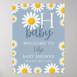 Oh Baby Daisy Blue Baby shower Welkomstbord Poster