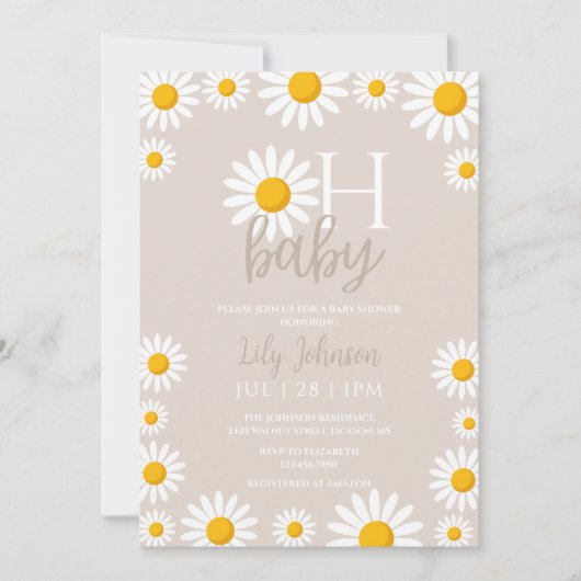 Oh Baby Daisy Boho Neutraal Baby shower Kaart (Voorkant)