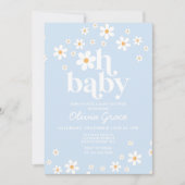 Oh Baby! Daisy bord blauw Baby shower Kaart (Voorkant)