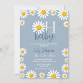 Oh Baby Daisy Dusty Blue Baby shower Kaart (Voorkant)