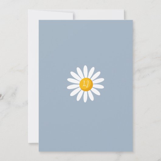 Oh Baby Daisy Dusty Blue Baby shower Kaart (Achterkant)