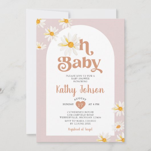 Oh Baby Daisy Flowers Arch Boho Baby shower Kaart (Voorkant)