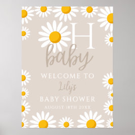 Oh Baby Daisy Neutral Baby shower Welkomstbord Poster