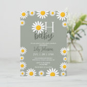 Oh Baby Daisy Neutrale Baby Shower Foto QR Code Kaart (Staand voorkant)