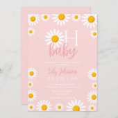 Oh Baby Daisy Pink Baby shower Kaart (Voorkant / Achterkant)