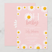 Oh Baby Daisy Roze Baby Shower Kaart (Voorkant / Achterkant)