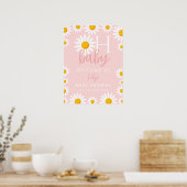 Oh Baby Daisy Roze Baby shower Welkomstbord Poster (Keuken)