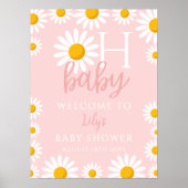 Oh Baby Daisy Roze Baby shower Welkomstbord Poster (Voorkant)